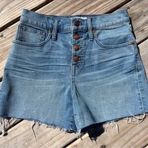 Madewell Women’s High-Rise Cut Off Raw Hem Denim Shorts Size 25